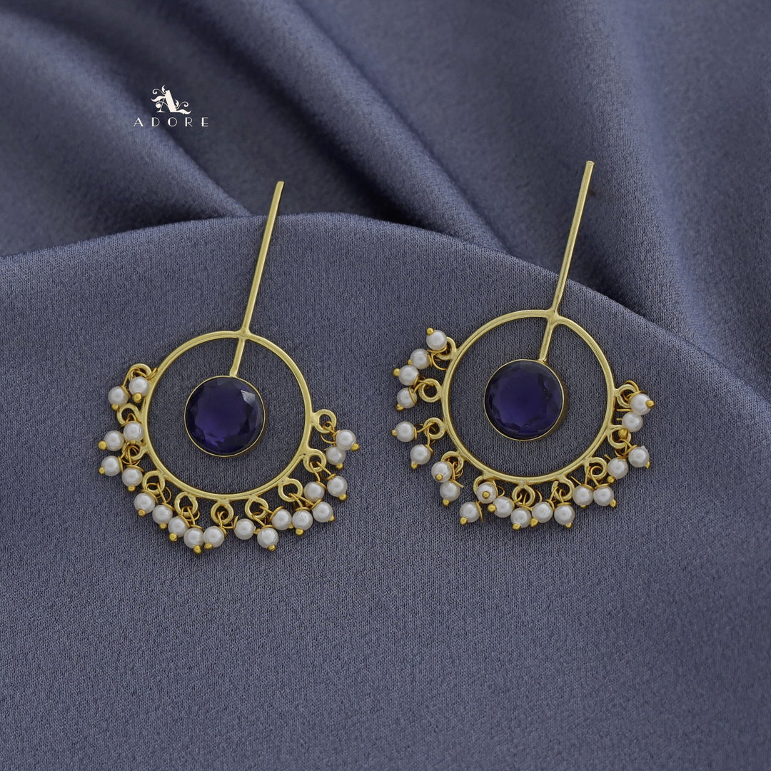 Golden Circle Pendulum Pearl Earring