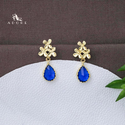 Tri Flower Glossy Rain Drop Earring (Colour Option)