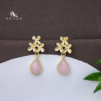 Tri Flower Glossy Rain Drop Earring (Colour Option)