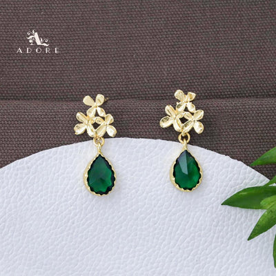 Tri Flower Glossy Rain Drop Earring (Colour Option)