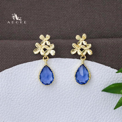 Tri Flower Glossy Rain Drop Earring (Colour Option)