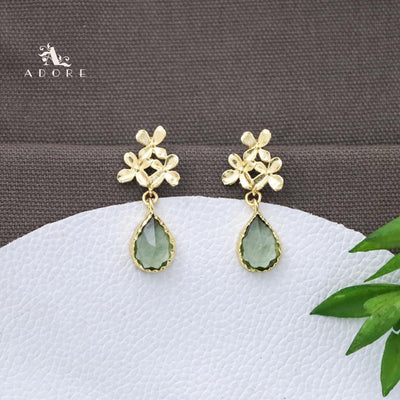 Tri Flower Glossy Rain Drop Earring (Colour Option)