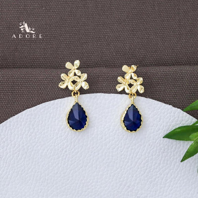 Tri Flower Glossy Rain Drop Earring (Colour Option)