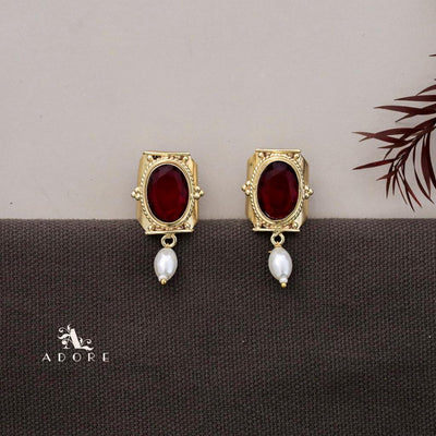 Glossy Twisted Dotted  Oval Pearl Earring