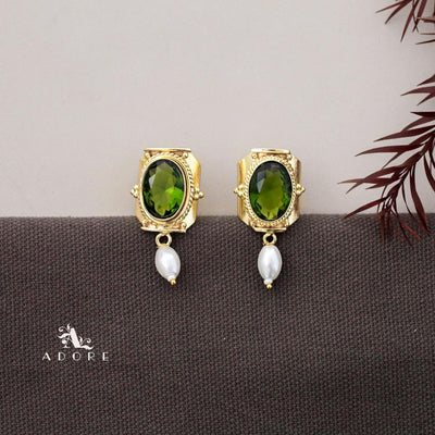 Glossy Twisted Dotted  Oval Pearl Earring