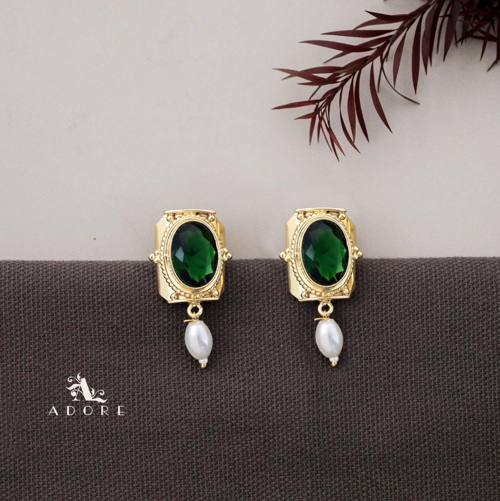 Glossy Twisted Dotted  Oval Pearl Earring