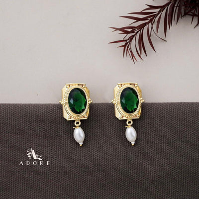 Glossy Twisted Dotted  Oval Pearl Earring