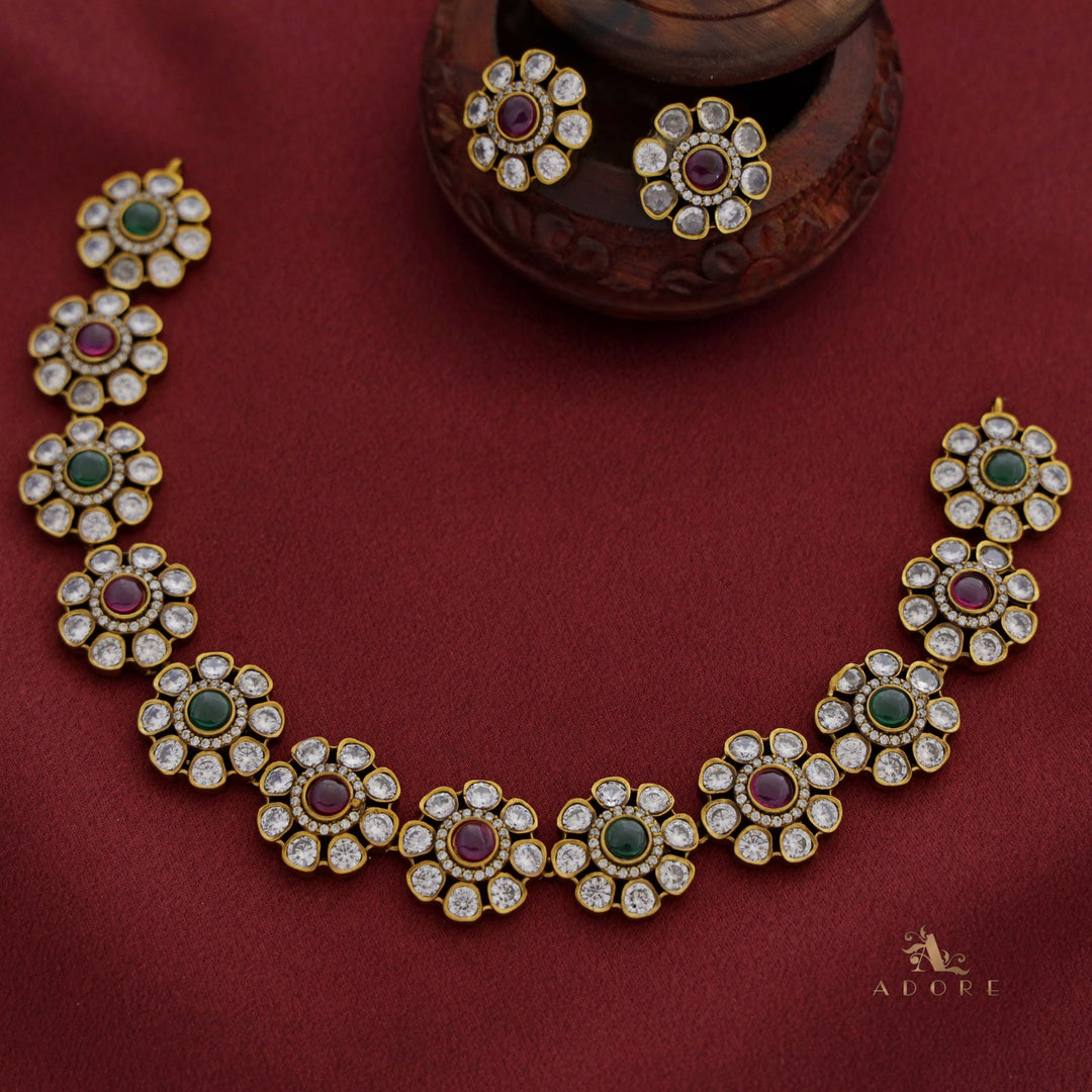 Tanmayi Premium Flower Neckpiece With Stud