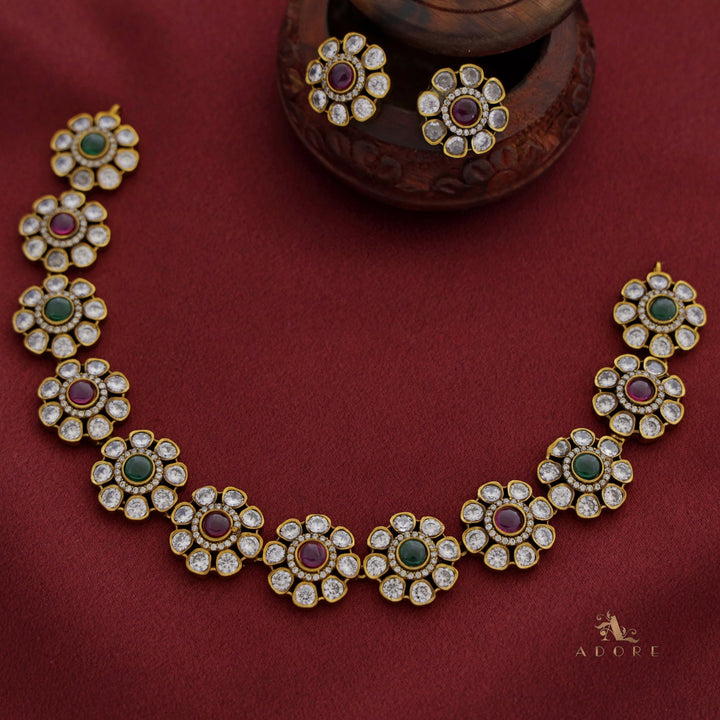 Tanmayi Premium Flower Neckpiece With Stud