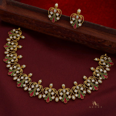 Yogeeta Meenakari Neckpiece With Earring