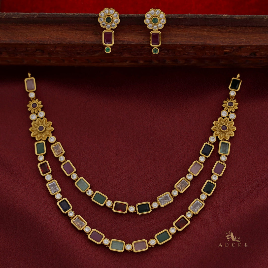 Udishna 2 Layer Neckpiece With Earring