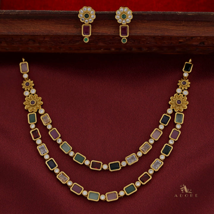 Udishna 2 Layer Neckpiece With Earring