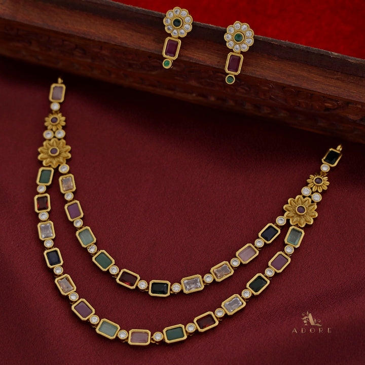 Udishna 2 Layer Neckpiece With Earring