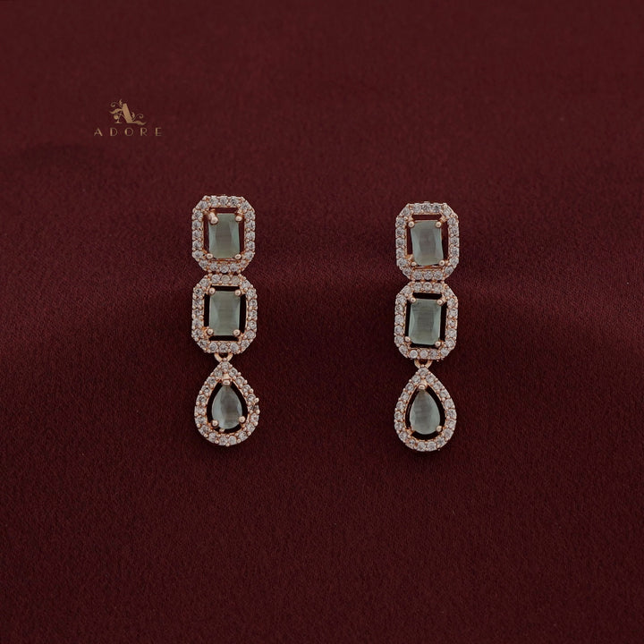 Agharika AD Stone Rose Gold Short Neckpiece With Earring