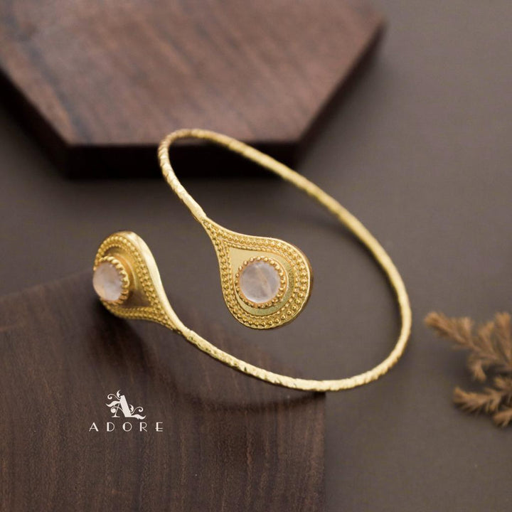 Golden Textured  Dual Dotted Drop Bangle