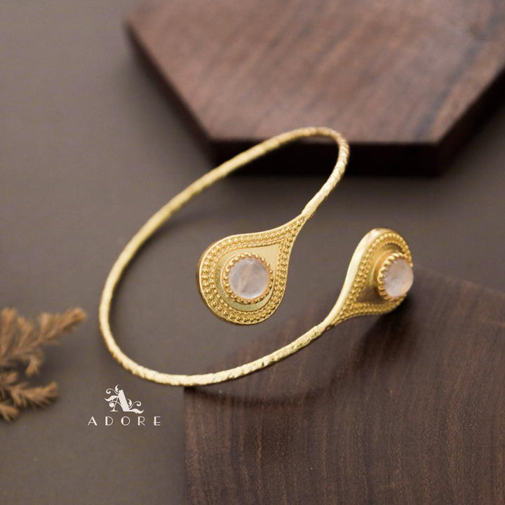 Golden Textured  Dual Dotted Drop Bangle