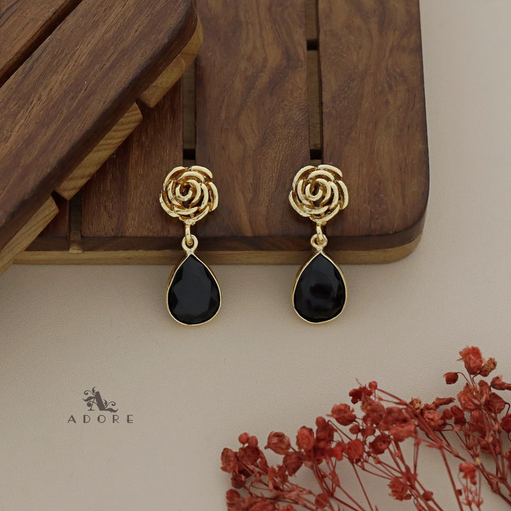 Rosette Drop Glossy Earring