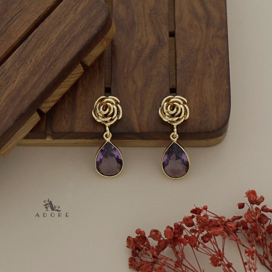 Rosette Drop Glossy Earring