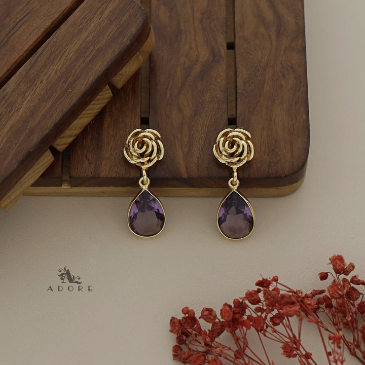 Rosette Drop Glossy Earring