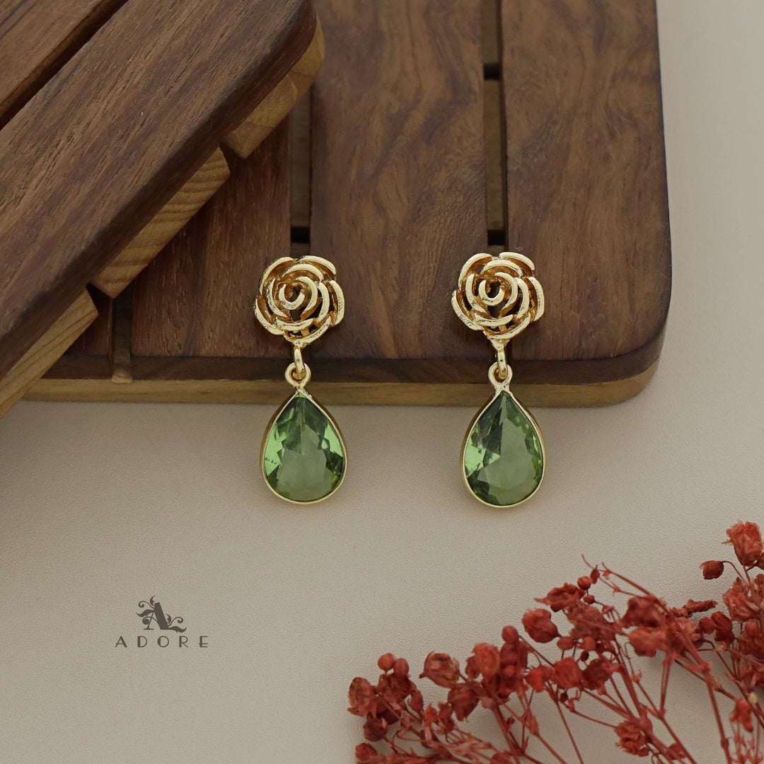 Rosette Drop Glossy Earring