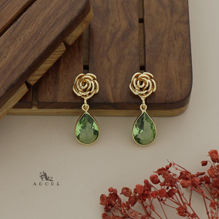 Rosette Drop Glossy Earring