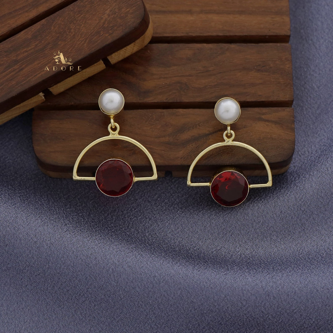 Pearly Half Circle Round Glossy Earring