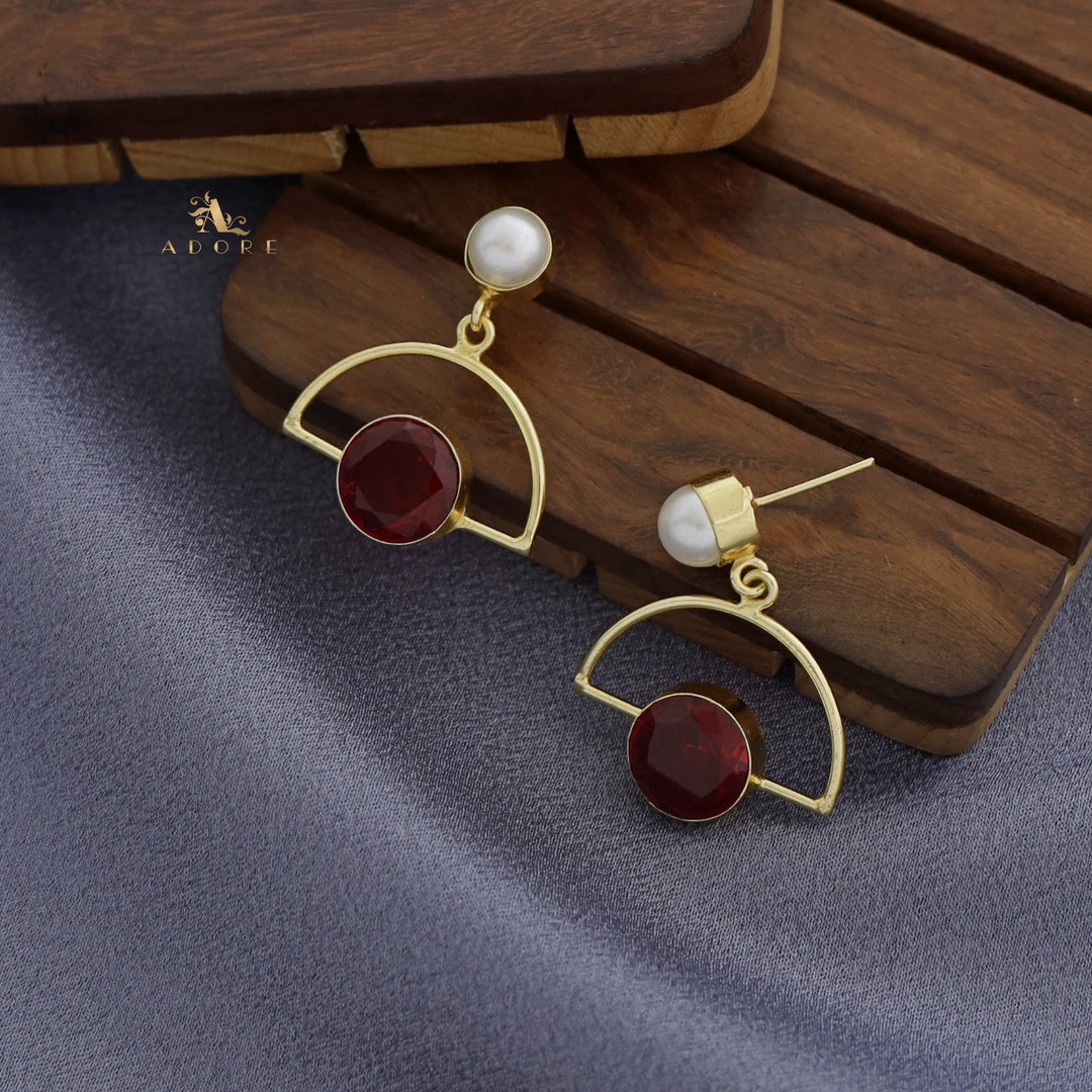Pearly Half Circle Round Glossy Earring