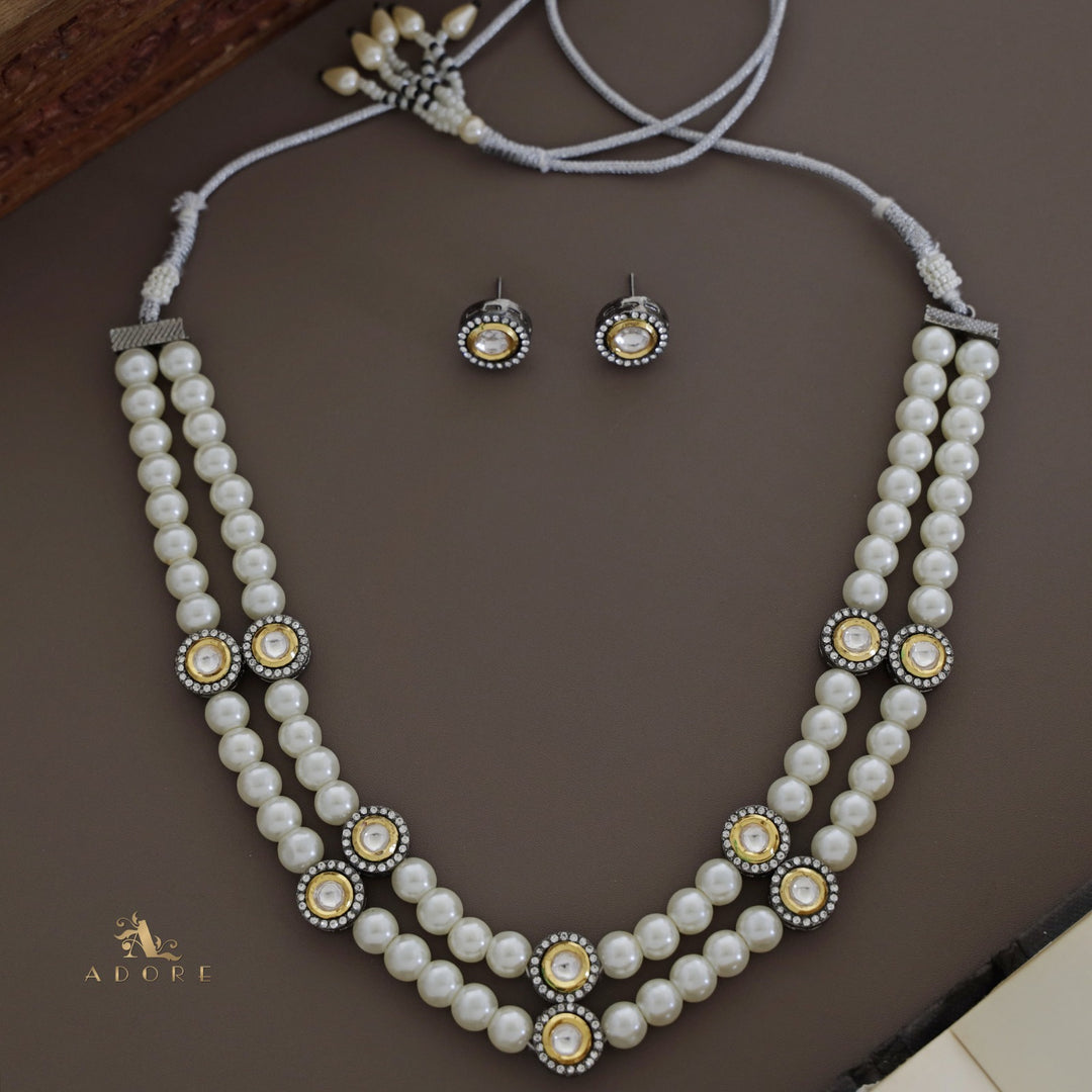 Anarvia Pearl 2 Layer Kundan Neckpiece With Stud