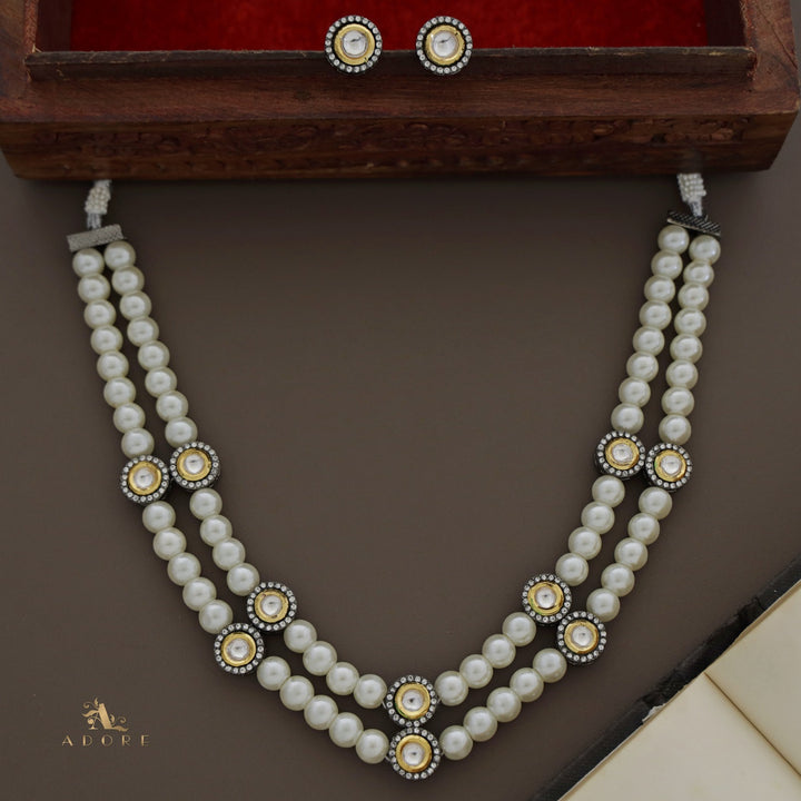 Anarvia Pearl 2 Layer Kundan Neckpiece With Stud