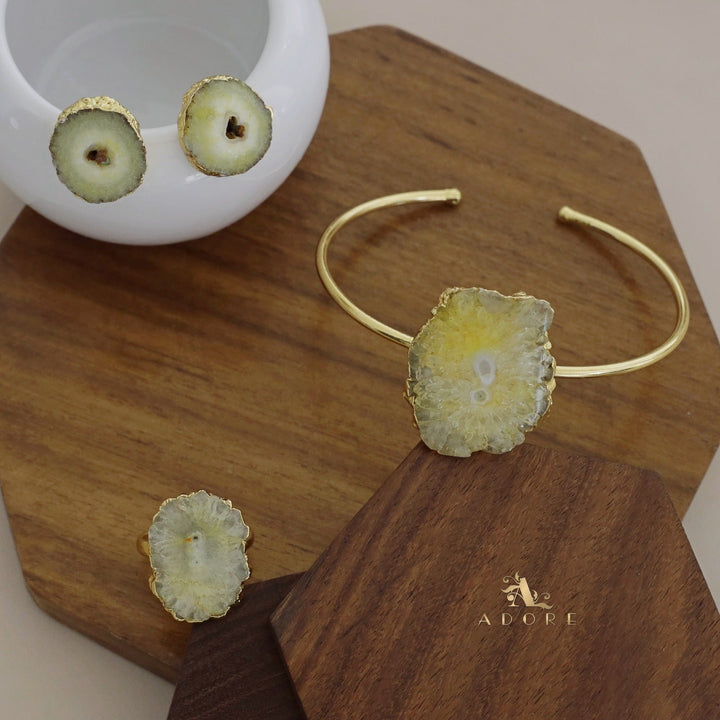 Adore Solar Agate Combo - Bracelet + Studs + Ring