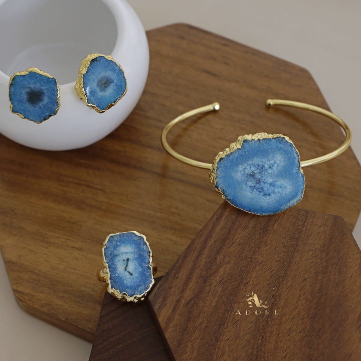 Adore Solar Agate Combo - Bracelet + Studs + Ring