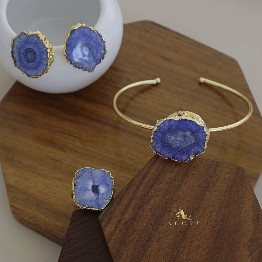 Adore Solar Agate Combo - Bracelet + Studs + Ring