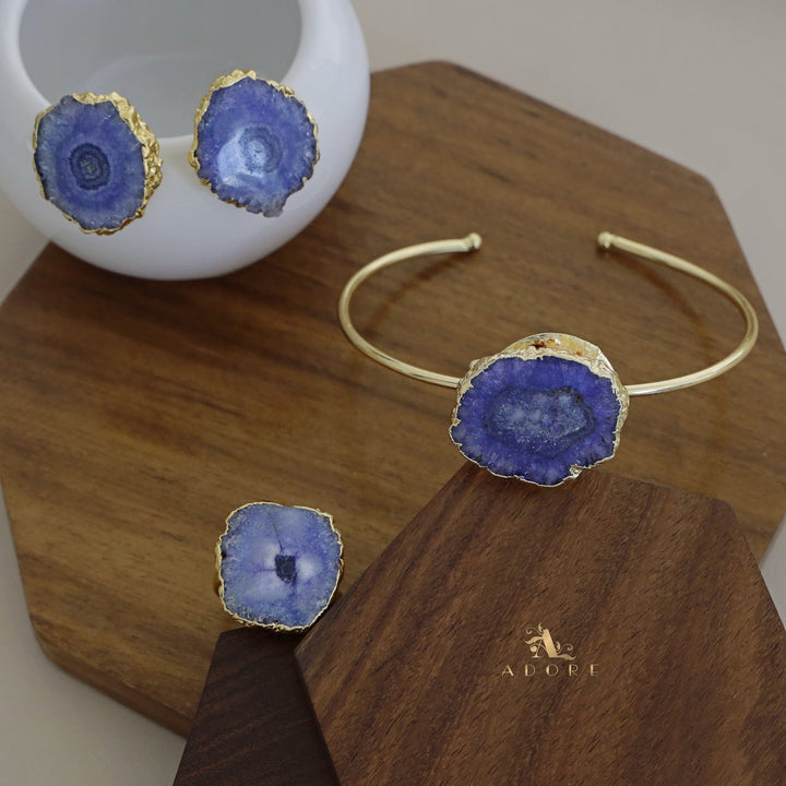 Adore Solar Agate Combo - Bracelet + Studs + Ring