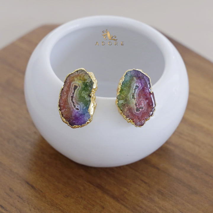 Rainbow Solar Agate Combo - Bracelet + Stud + Ring