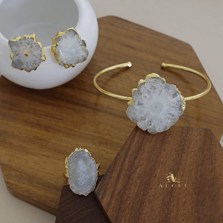 Adore Solar Agate Combo - Bracelet + Studs + Ring