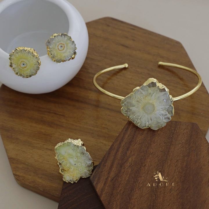 Adore Solar Agate Combo - Bracelet + Studs + Ring