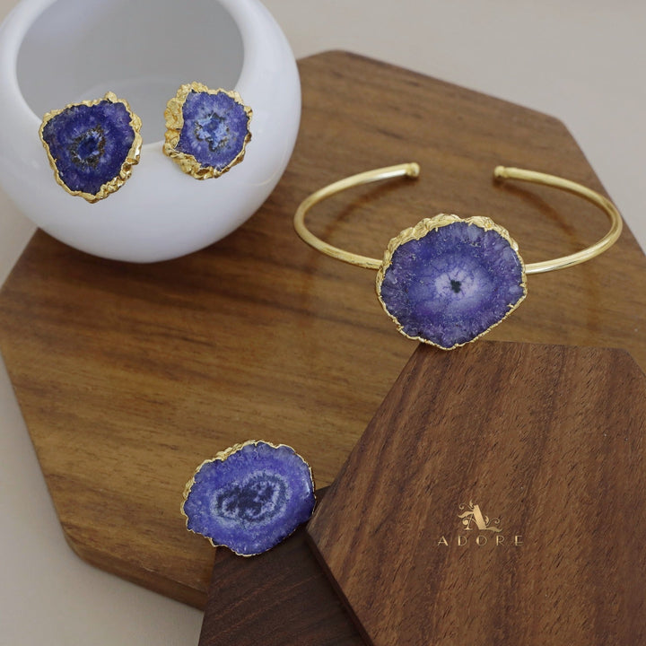 Adore Solar Agate Combo - Bracelet + Studs + Ring