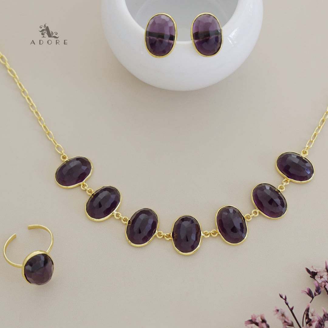 7 Stone Oval Choker Combo Set