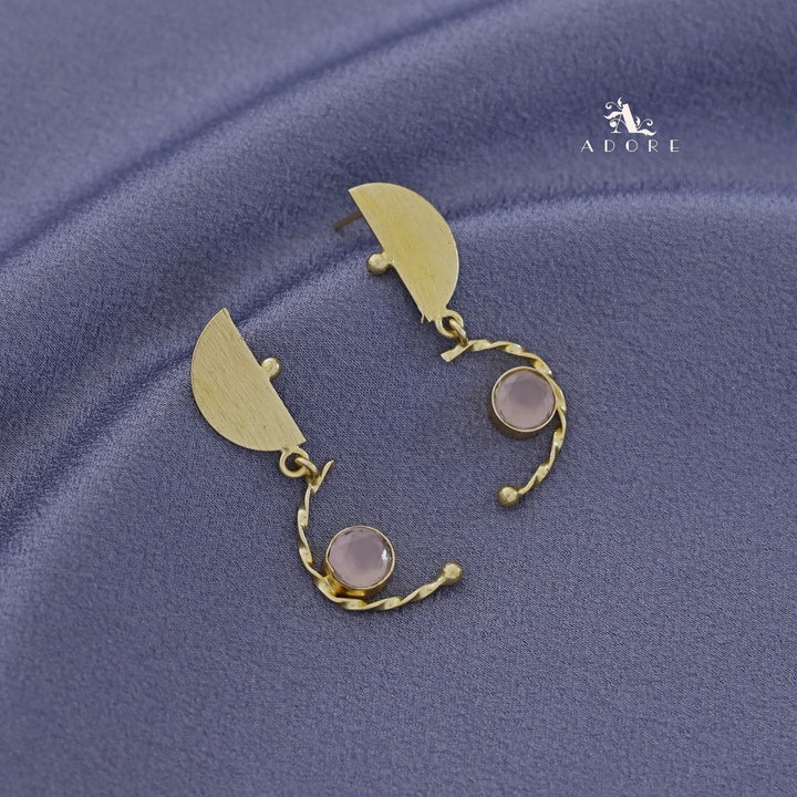 Golden Dual Half Circle Twisted Glossy Earring