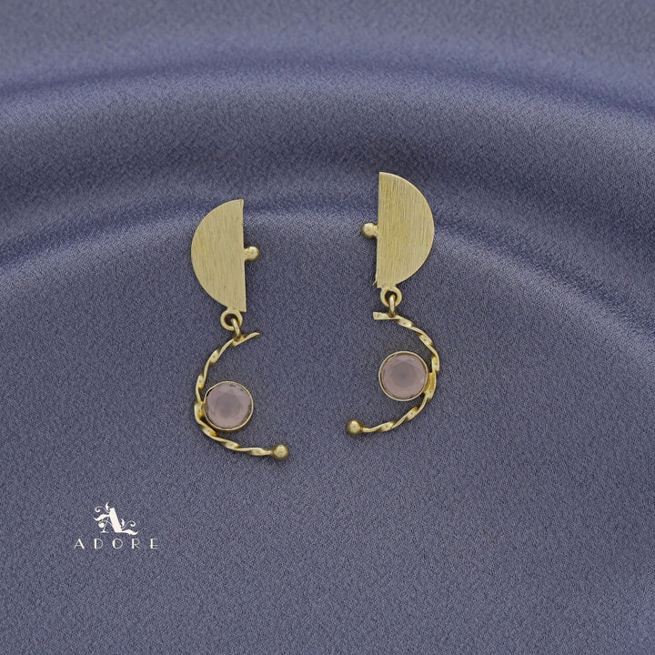 Golden Dual Half Circle Twisted Glossy Earring