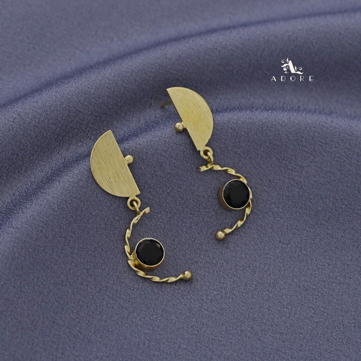 Golden Dual Half Circle Twisted Glossy Earring
