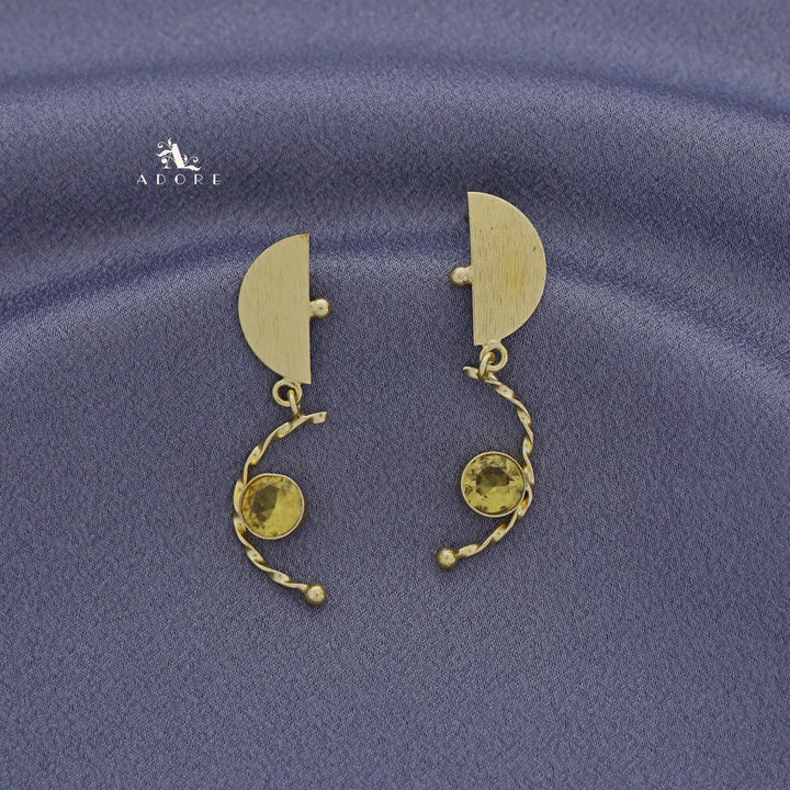 Golden Dual Half Circle Twisted Glossy Earring