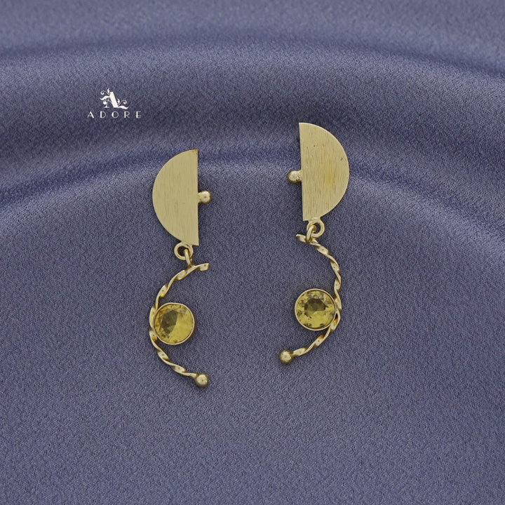 Golden Dual Half Circle Twisted Glossy Earring