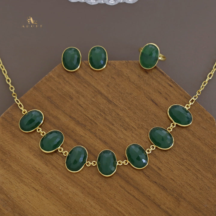 7 Stone Oval Choker Combo Set