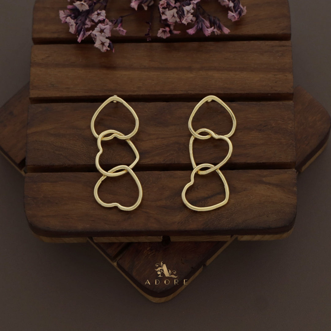 Golden Heart Neckpiece With Earring