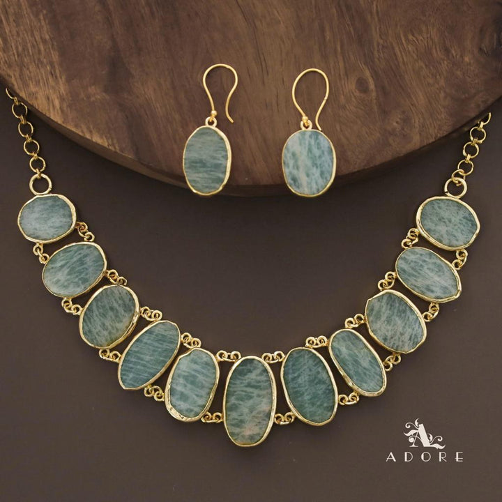 Aadhila Amazonite Green Neckpiece With Drop