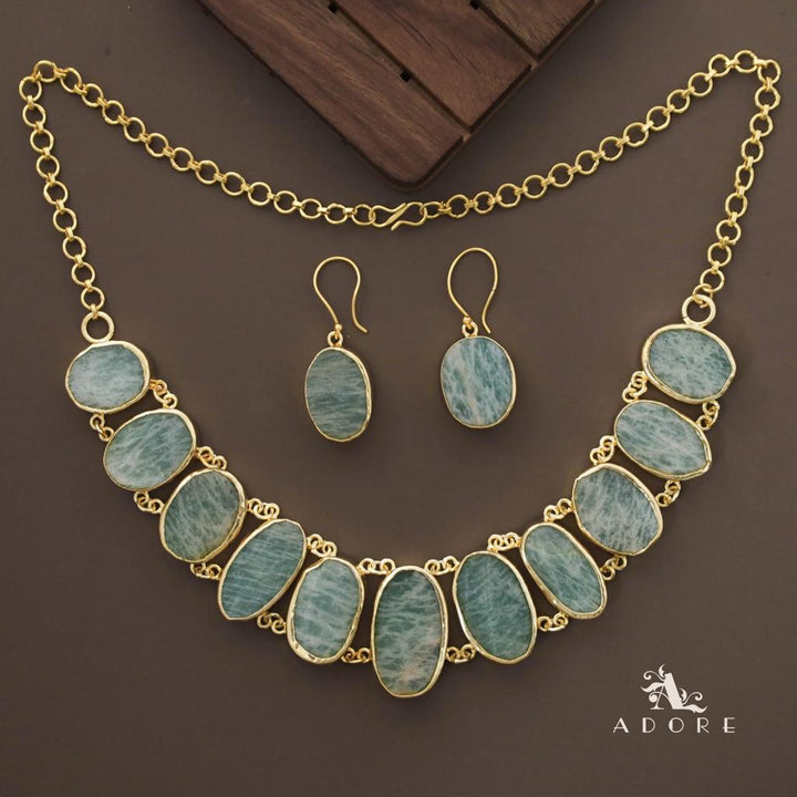 Aadhila Amazonite Green Neckpiece With Drop