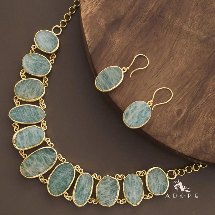 Aadhila Amazonite Green Neckpiece With Drop