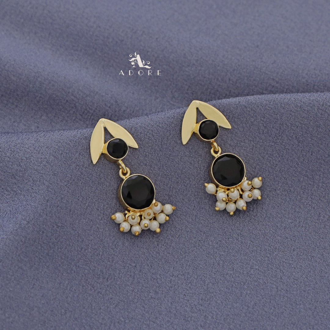 Golden Twin Leaf MOP + Glossy Cluster Pearl Earring