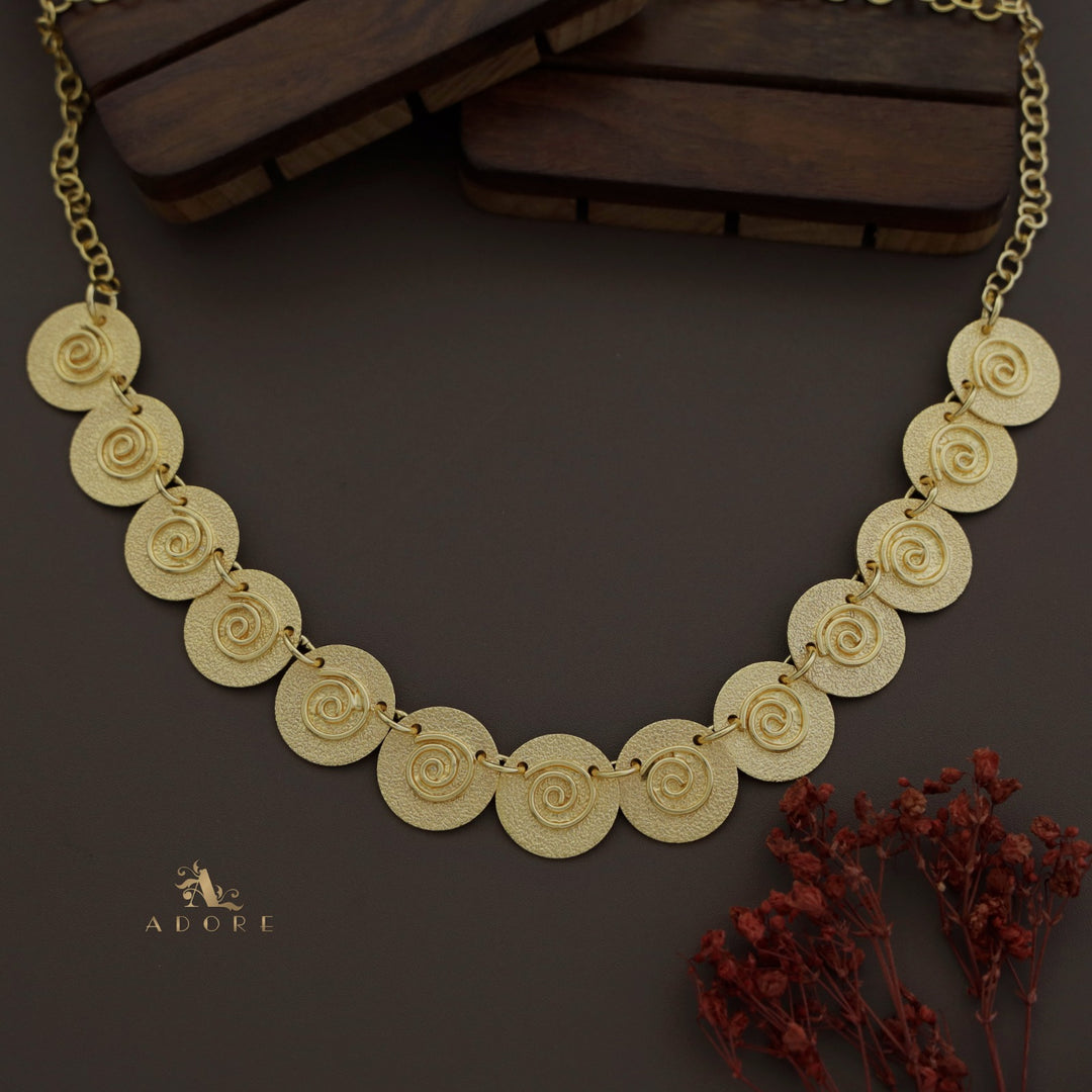 Golden Textured Loop Coin Neckpiece – Adore By Priyanka